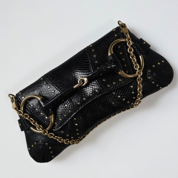 Gucci Handbags - **SOLD**Gucci Horsebit Clutch Tom Ford Era Snakeskin Studded